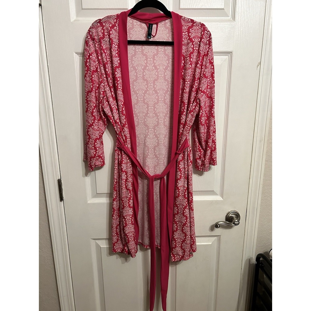 Laura Ashley XL Pink Floral Chinoiserie Robe Intimates Kimono Sleepwear Wrap - Picture 5 of 12